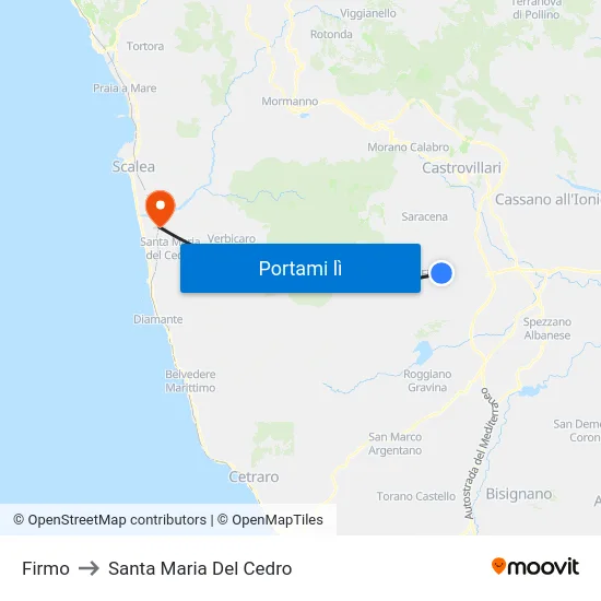 Firmo to Santa Maria Del Cedro map