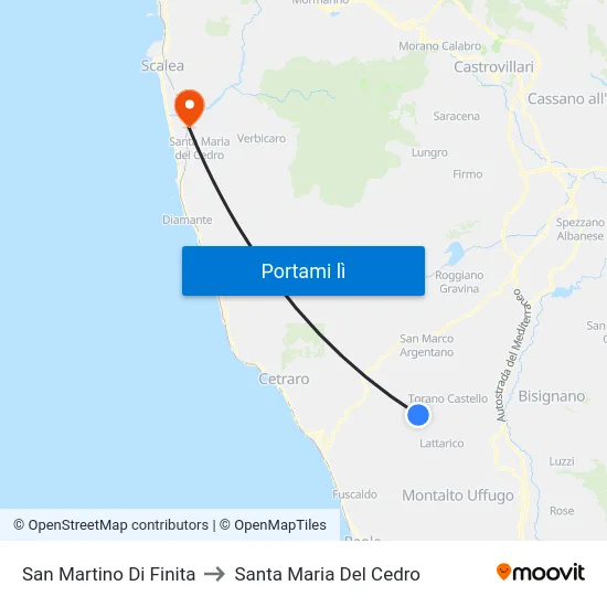 San Martino Di Finita to Santa Maria Del Cedro map