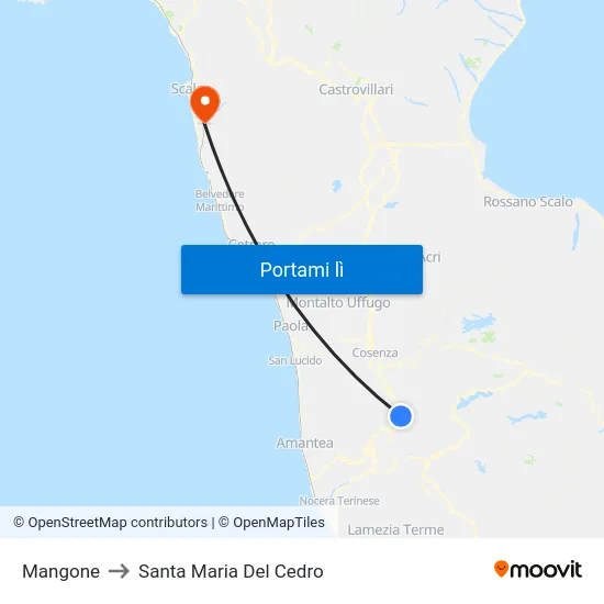 Mangone to Santa Maria Del Cedro map