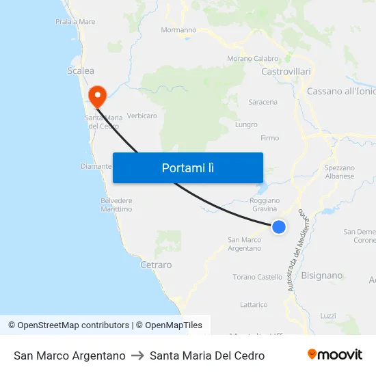 San Marco Argentano to Santa Maria Del Cedro map