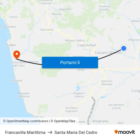 Francavilla Marittima to Santa Maria Del Cedro map