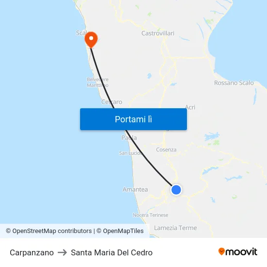 Carpanzano to Santa Maria Del Cedro map