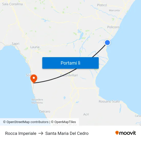 Rocca Imperiale to Santa Maria Del Cedro map