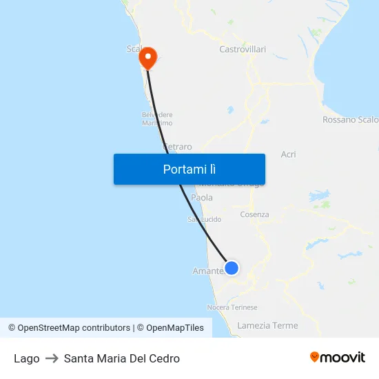 Lago to Santa Maria Del Cedro map