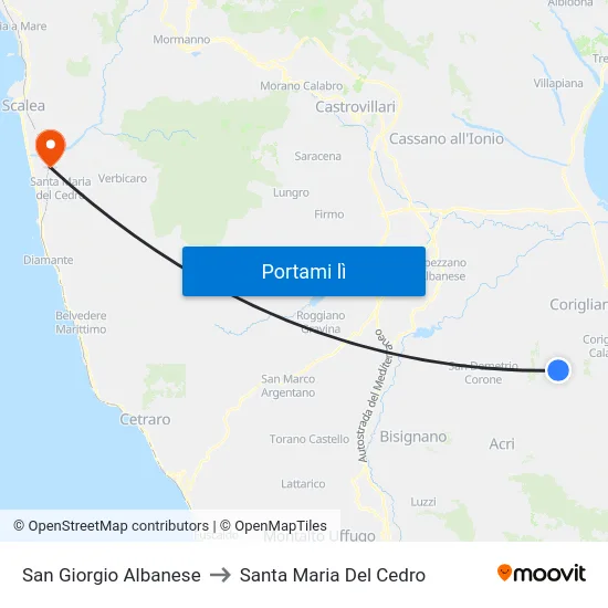 San Giorgio Albanese to Santa Maria Del Cedro map