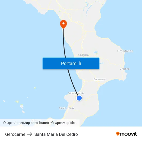 Gerocarne to Santa Maria Del Cedro map