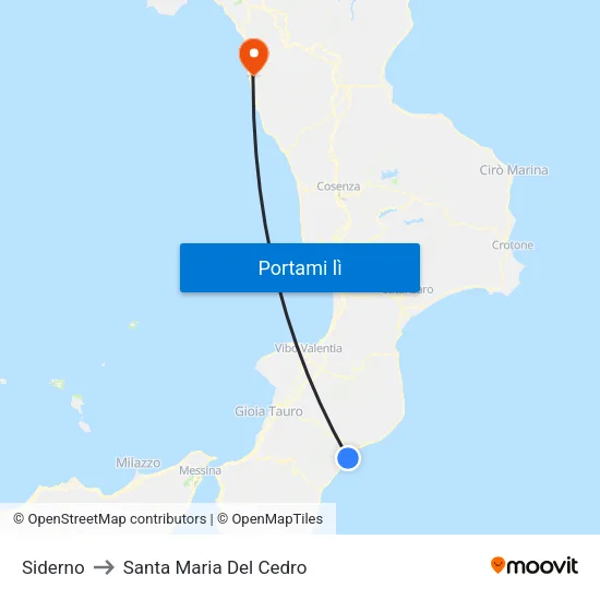 Siderno to Santa Maria Del Cedro map