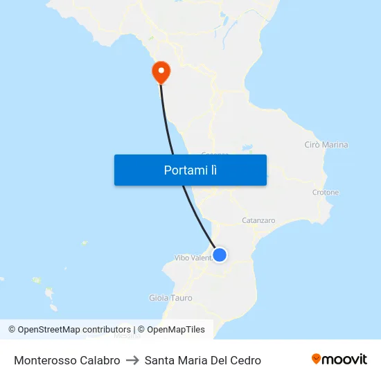 Monterosso Calabro to Santa Maria Del Cedro map