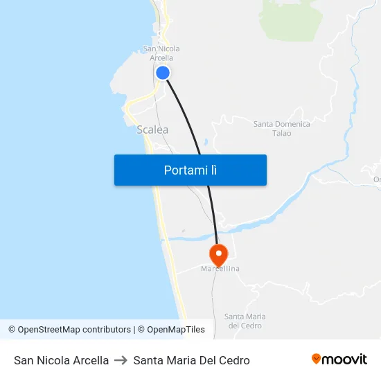 San Nicola Arcella to Santa Maria Del Cedro map