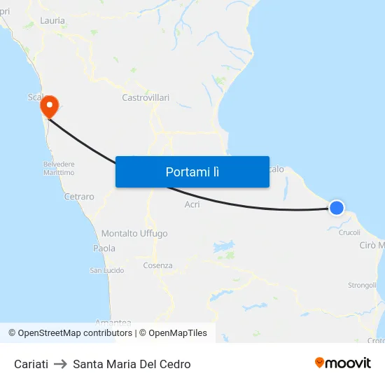 Cariati to Santa Maria Del Cedro map