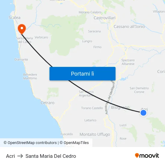 Acri to Santa Maria Del Cedro map