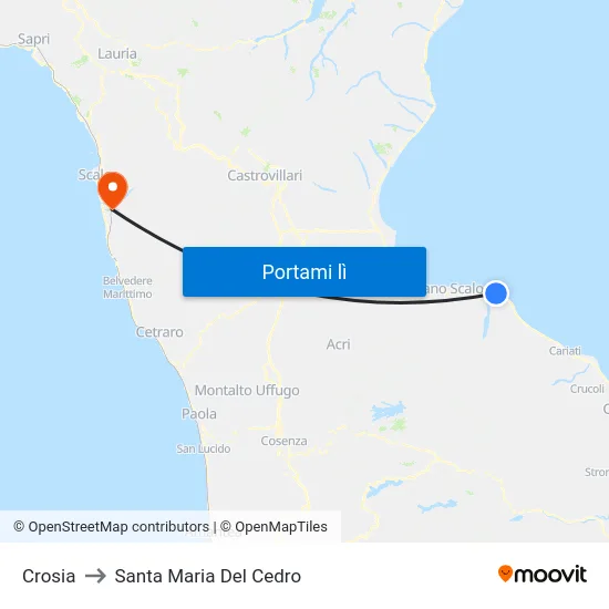 Crosia to Santa Maria Del Cedro map