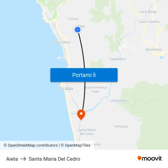 Aieta to Santa Maria Del Cedro map