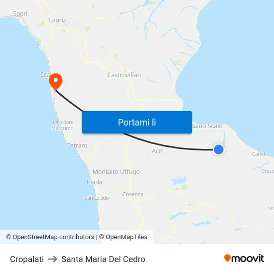 Cropalati to Santa Maria Del Cedro map