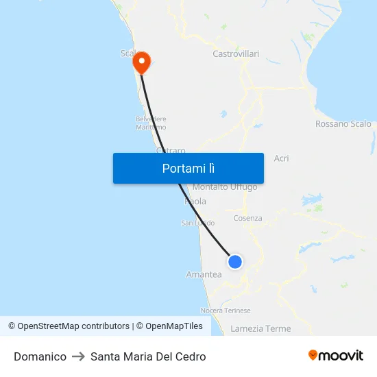 Domanico to Santa Maria Del Cedro map