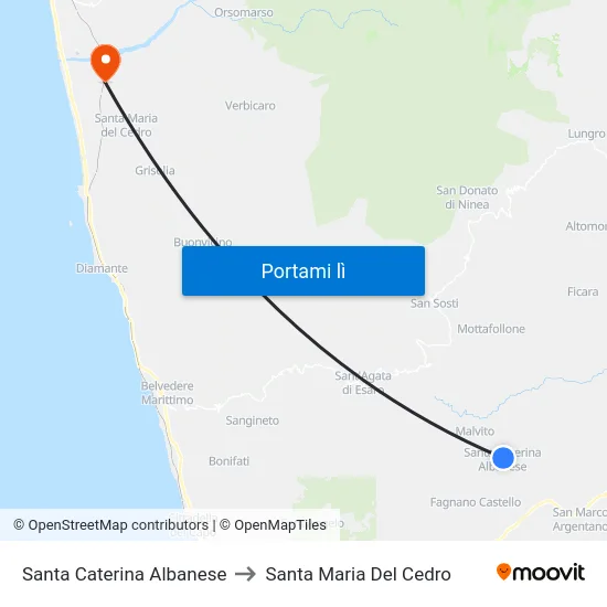 Santa Caterina Albanese to Santa Maria Del Cedro map