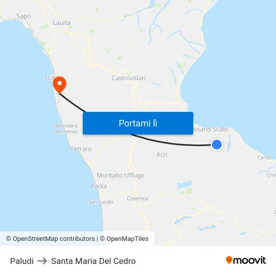 Paludi to Santa Maria Del Cedro map