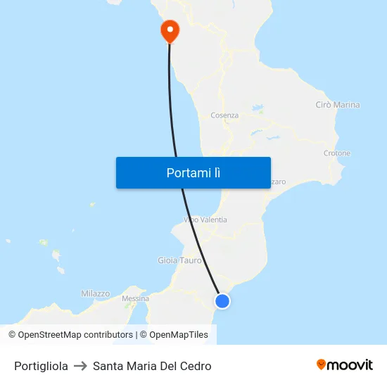 Portigliola to Santa Maria Del Cedro map