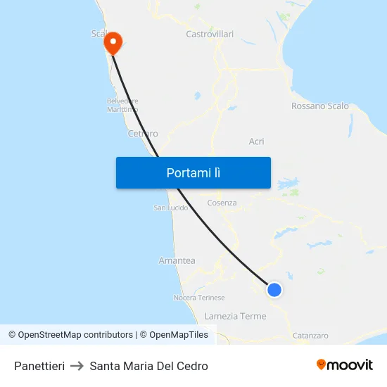 Panettieri to Santa Maria Del Cedro map