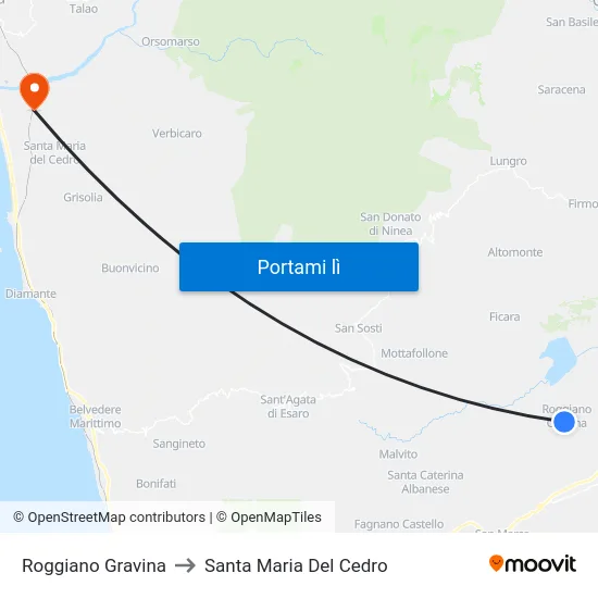 Roggiano Gravina to Santa Maria Del Cedro map