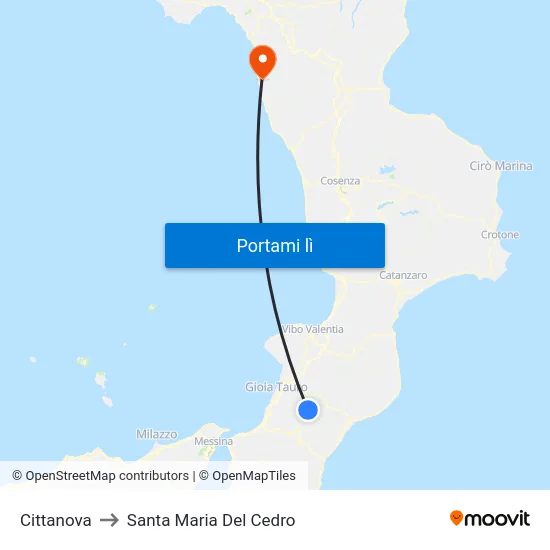 Cittanova to Santa Maria Del Cedro map