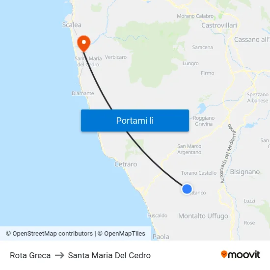 Rota Greca to Santa Maria Del Cedro map