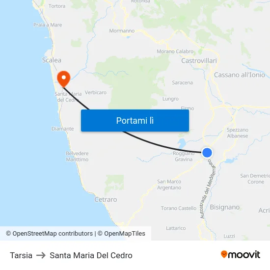 Tarsia to Santa Maria Del Cedro map