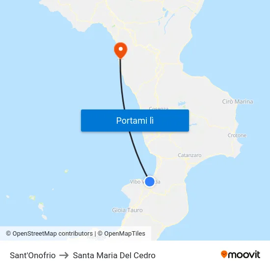 Sant'Onofrio to Santa Maria Del Cedro map