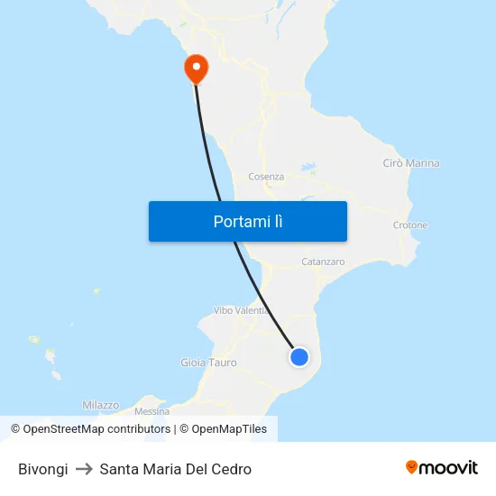 Bivongi to Santa Maria Del Cedro map