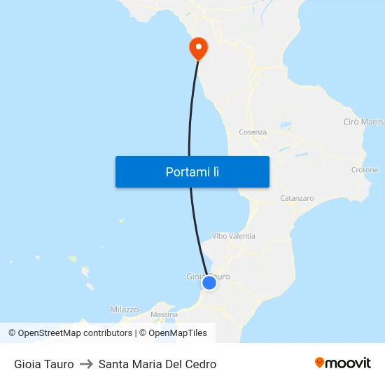 Gioia Tauro to Santa Maria Del Cedro map
