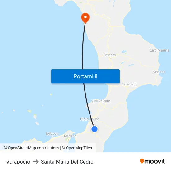 Varapodio to Santa Maria Del Cedro map