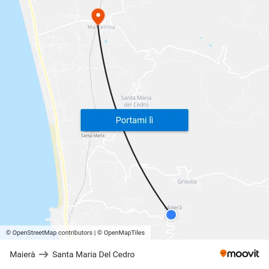 Maierà to Santa Maria Del Cedro map