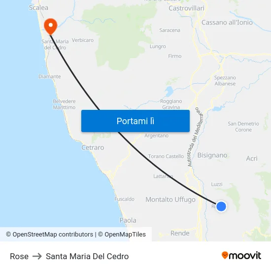 Rose to Santa Maria Del Cedro map