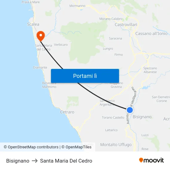 Bisignano to Santa Maria Del Cedro map
