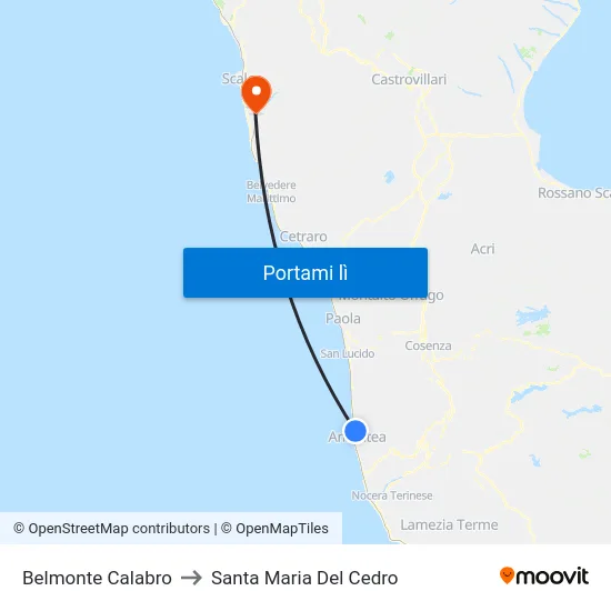 Belmonte Calabro to Santa Maria Del Cedro map