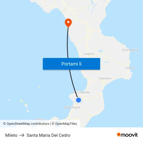 Mileto to Santa Maria Del Cedro map