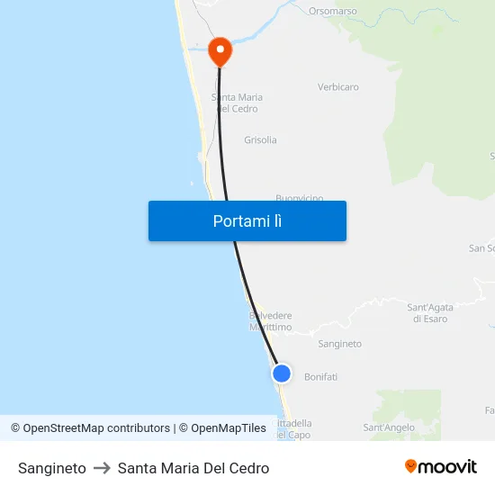 Sangineto to Santa Maria Del Cedro map