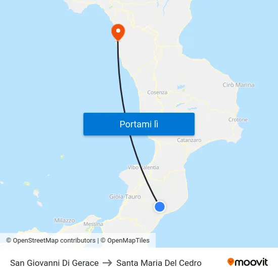 San Giovanni Di Gerace to Santa Maria Del Cedro map