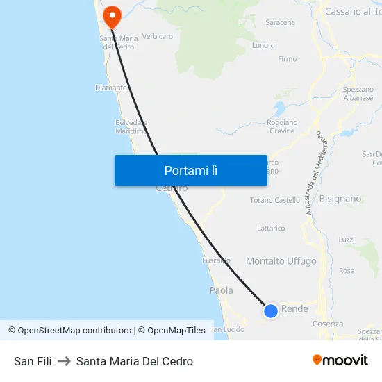 San Fili to Santa Maria Del Cedro map