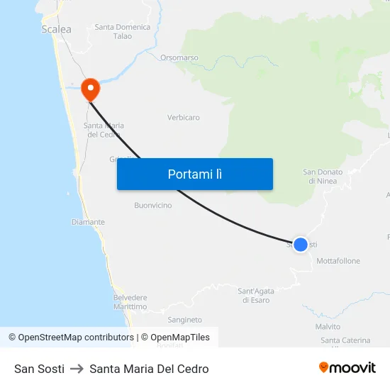 San Sosti to Santa Maria Del Cedro map