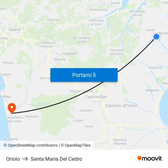 Oriolo to Santa Maria Del Cedro map