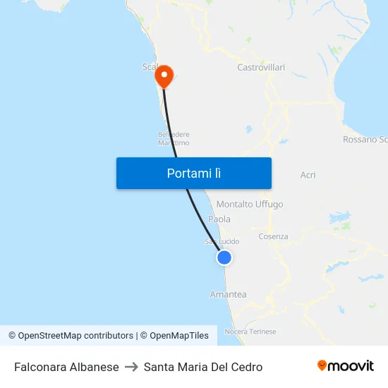 Falconara Albanese to Santa Maria Del Cedro map