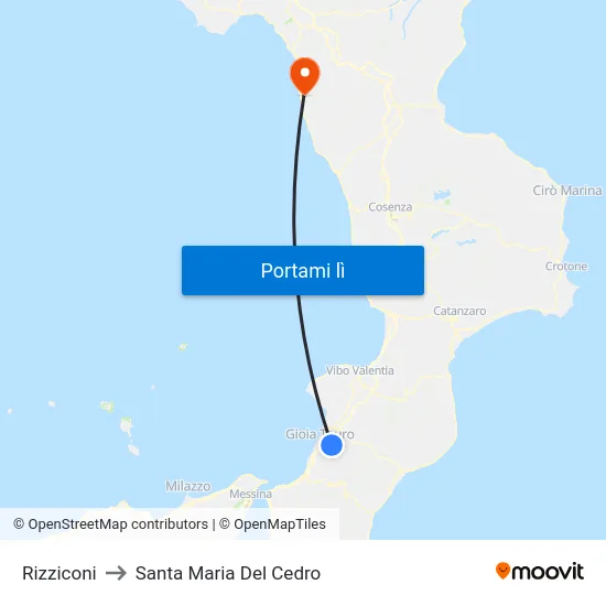 Rizziconi to Santa Maria Del Cedro map