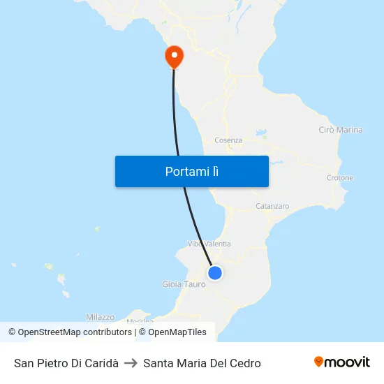 San Pietro Di Caridà to Santa Maria Del Cedro map