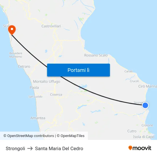 Strongoli to Santa Maria Del Cedro map