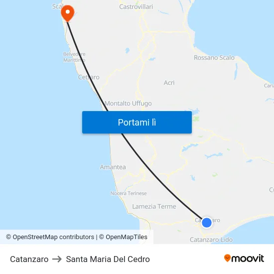 Catanzaro to Santa Maria Del Cedro map