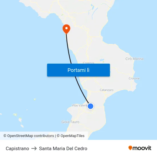 Capistrano to Santa Maria Del Cedro map