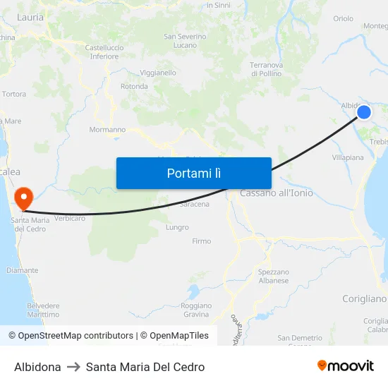 Albidona to Santa Maria Del Cedro map