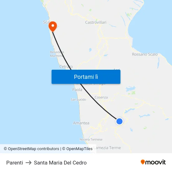 Parenti to Santa Maria Del Cedro map