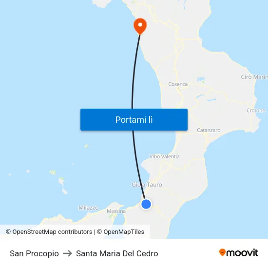 San Procopio to Santa Maria Del Cedro map